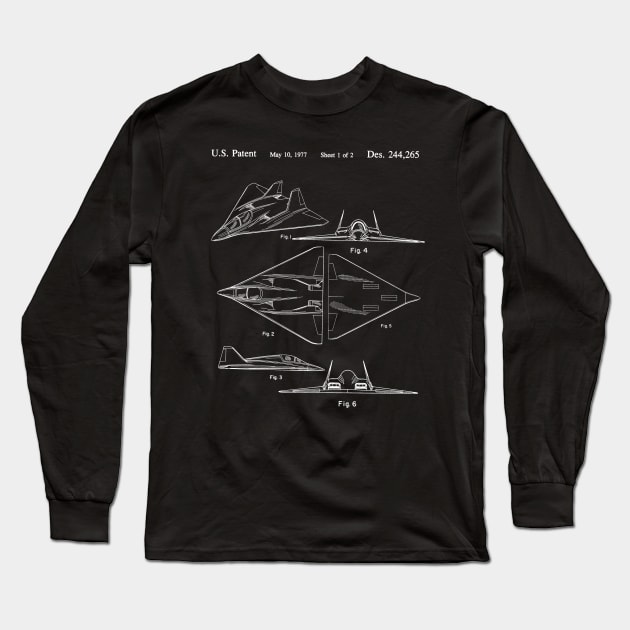 F-117 Nighthawk Patent | Stealth Bomber Long Sleeve T-Shirt by DennisMcCarson